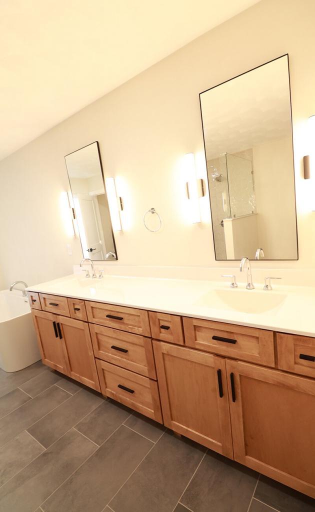bathroom with white counters